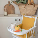 Coussin chaise haute bebe gaze de coton moutarde